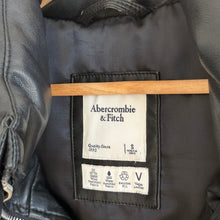 Load image into Gallery viewer, Abercrombie &amp; Fitch Vegan Leather Zip Up Puffer Vest Black S
