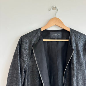 Lafayette 148 Anasophia Leather Metallic Jacket in Black Metal L