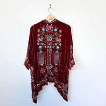Load image into Gallery viewer, Johnny Was Velvet Embroidered Open Cardigan M Rust
