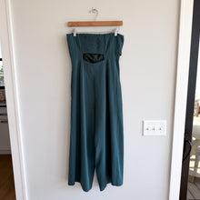 Load image into Gallery viewer, Anthropologie Hailee C Bow-Front Strapless Cut Out Back Cropped Jumpsuit Teal 6
