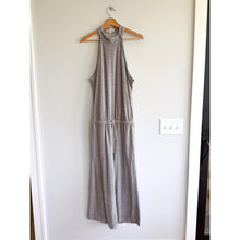 Load image into Gallery viewer, Anthropologie Cloth &amp; Stone Terry Cotton Striped Halter Neck Jumpsuit Grey L
