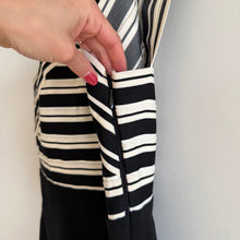 Load image into Gallery viewer, Anthropologie Maeve Crosswise Striped Fit &amp; Flare Bandage Dress Black White 4
