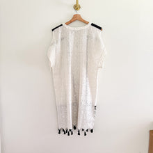 Load image into Gallery viewer, Anthropologie Hemant &amp; Nandita Aditya Embroidered Eyelet Tassel Casual Mini Dress White M
