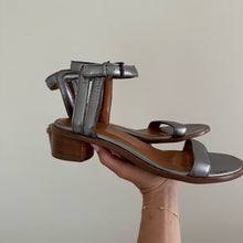 Load image into Gallery viewer, NEW Aquatalia Leather Ankle Strap Open-Toe Flat Sandals Silver 9

