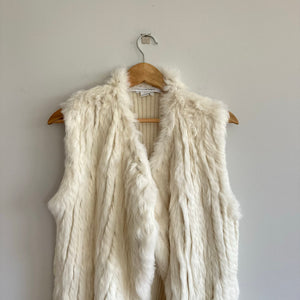 Diane Von Furstenberg Denver Rabbit Fur Cashmere Blend Sweater Vest M
