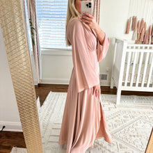 Load image into Gallery viewer, BHLDN Doria Chiffon V-Neck Long Sleeve Maxi Dress Blush Pink 2
