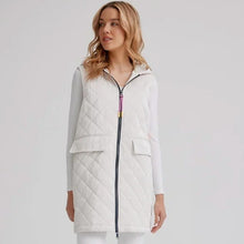 Load image into Gallery viewer, Nikki Jones Montreal Spring 24 Collection Hooded Mid-Length Quilted Vest Cream M
