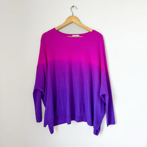 Kujten Jessy Dye Cashmere Round Neck Casual Pullover Sweater Purple One Size NWT