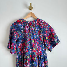 Load image into Gallery viewer, Summersalt The Tie Neck Floral Short Sleeve Mini Dress Blue/Red XS
