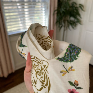 Verandah Chhatri Print Tiered Sleeveless Plunge Neck Maxi Dress White XS