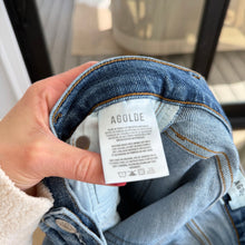 Load image into Gallery viewer, AGOLDE Nico High Rise Button-Fly Distressed Skinny Leg Cropped Jeans Blue 24
