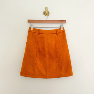 French Connection Faux Suede Lined Casual Mini Skirt Orange 2