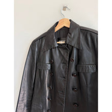 Load image into Gallery viewer, Begedor Italia Vintage Double-Breasted Leather Trench Coat Black M
