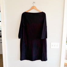 Load image into Gallery viewer, Eileen Fisher Bateau Neck Stretch Crepe Long Sleeve Dress Black M
