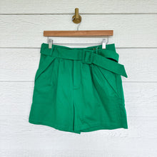 Load image into Gallery viewer, Verdusa High Rise Belted Pleated Paper Bag Shorts Green L NWT
