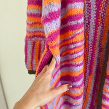 Load image into Gallery viewer, NWT Free People Pink Tiger Knit Open Front Duster Cardigan Pink/Orange XS
