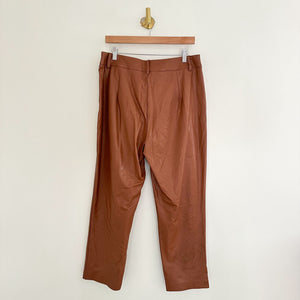 Commando Faux Leather 7/8 High Rise Casual Trouser Pants Cocoa Brown L