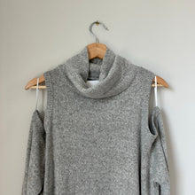 Load image into Gallery viewer, Allison Joy Shannon Cutout Cold Shoulder Cowl Neck Sweatshirt Heather Grey L NWT

