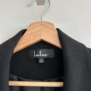 Lulus Captain's Blog Double-Breasted Notch Lapel Outdoor Pea Coat Black S