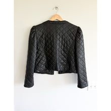 Load image into Gallery viewer, J. Society Quilted Vegan Leather Gold Button Front Casual Jacket Black M
