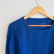 Load image into Gallery viewer, Anthropologie Pilcro Textured Babydoll Long Sleeve Crop Top Blue XXS

