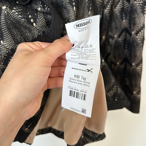 Missoni Silk Blend Single-Breasted Notch Lapel Lace Overlay Blazer Black 46