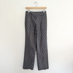 Ann Taylor Margo Silk Printed Trousers Black Silver 0