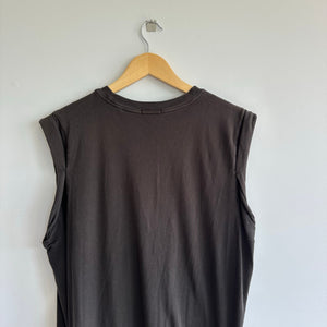 ATM Crew Neck Side Slits Pullover Sleeveless Midi Dress Black L