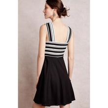 Load image into Gallery viewer, Anthropologie Maeve Crosswise Striped Fit &amp; Flare Bandage Dress Black White 4
