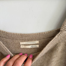 Load image into Gallery viewer, Anthropologie Square Neck Puff Sleeve Knit Sweater Tan M
