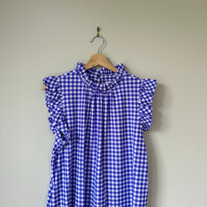 Jude Connally Shari Swing Gingham Print Sleeveless Mini Dress Purple L NWT