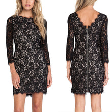 Load image into Gallery viewer, Diane Von Furtenberg Colleen 3/4 Sleeve Lace Mini Dress Black 4
