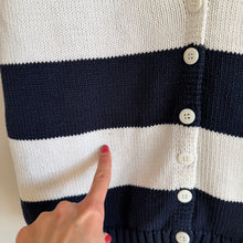 Load image into Gallery viewer, Talbots Knit Striped Button Front Cotton Sweater Vest Blue White S
