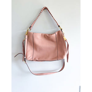 Aimee Kestenberg Zen Pebble Leather With Crossbody Strap Hobo Bag Pink