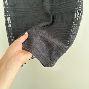 AllSaints Charlton Mesh Lace Short Sleeve Mini Shift Dress Black 4