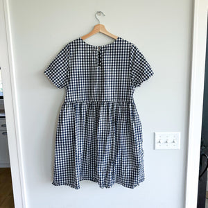 TRADLANDS Gingham Short Sleeve Dress Navy White L