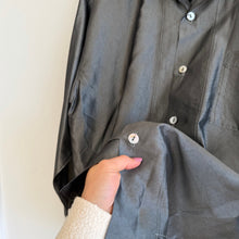 Load image into Gallery viewer, Dosa Silk Long Sleeve Collared Chest Pockets Button Up Shirt Gray
