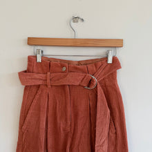 Load image into Gallery viewer, The Korner Corduroy Belted High Rise Pleated Wide Leg Pants 2 NWT
