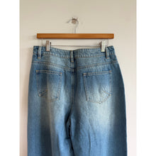 Load image into Gallery viewer, Commense Contrast Side Striped High Rise Denim Wide Leg Jeans Blue L NWT
