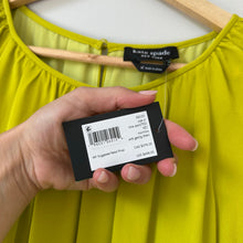 Load image into Gallery viewer, Kate Spade Smocked Silk Georgette Mini Dress Green/Yellow XL NWT
