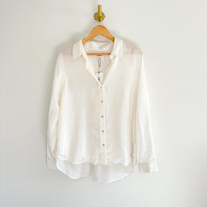 NWT L'Agence Tyler Silk Button Front Shirt Blouse Ivory L