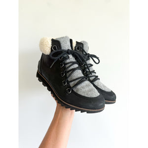 Sorel Harlow Lazy Cozy Waterproof Suede Lace Up Ankle Boots Black 8
