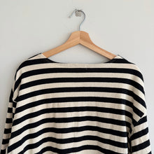 Load image into Gallery viewer, Perfectwhitetee Taylor Striped Long Sleeve Cropped Top Black Cream M
