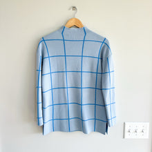 Load image into Gallery viewer, LOFT Windowpane Mockneck Pullover Sweater Blue S
