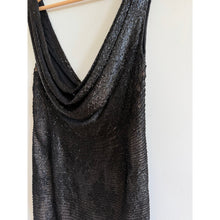 Load image into Gallery viewer, Carmen Marc Valvo Scattered Sequin Cowl Neck Sleeveless Gown Black 12
