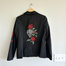 Load image into Gallery viewer, Hipchik Couture Skull Rose Beaded Single-Breasted Blazer Black 14
