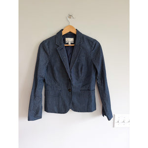 J.Crew Schoolboy Polka Dot Long Sleeve Blazer Navy White 2