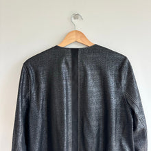 Load image into Gallery viewer, Lafayette 148 Anasophia Leather Metallic Jacket in Black Metal L
