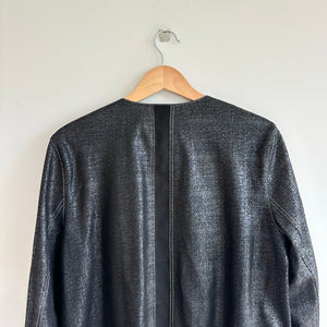 Lafayette 148 Anasophia Leather Metallic Jacket in Black Metal L