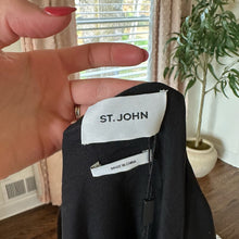 Load image into Gallery viewer, NWT ST. JOHN Collection Rhinestone Silk Dress with Drape Scarf Black 10
